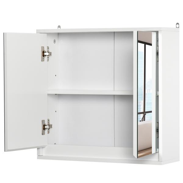 Armário de Casa de Banho com Espelho Móvel Suspenso de Casa de Banho com Prateleira Interior Ajustável 48x14,5x45 cm Branco