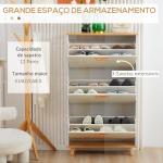 Sapateira Moderna com 3 Gavetas Abatíveis para 12 Pares de Sapatos e Prateleira Ajustável 70x23,5x122cm Branco Envelhecido