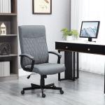 Cadeira de Escritório Giratória 360° com Encosto Alto Altura Ajustável e Função de Inclinação 65x65x102 - 112,5cm Cinza Escuro