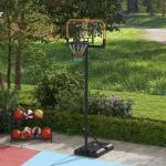 Tabela de Basquetebol de Exterior com Altura Ajustável 235 - 264 cm Suporte para Bola Rodas e Base Recarregável Preto