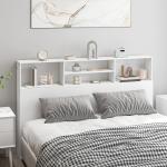 Cabeceira de Cama 160 cm com Arrumação e 4 Compartimentos Abertos para Quarto, Branco