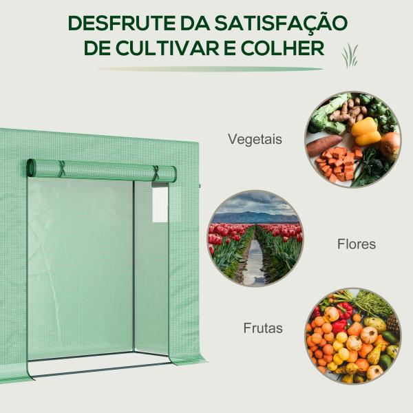 Estufa de Jardim Pequena Estufa de Exterior com Janelas e Estrutura de Aço Estufa de Cultivo 200x76x168 cm Verde