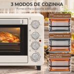 Forno Elétrico de Bancada 32L 1600W com 3 Modos de Calor, Temporizador e Temperatura Regulável, 52,2x38,1x33,5 cm, Creme