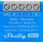 Mini Módulo Interruptor Inteligente 1 Canal Wi - Fi/Zigbee/Matter/BT 8A - SHELLY 1 Mini Gen4