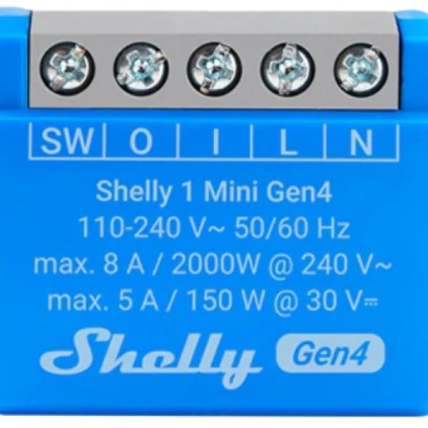 Mini Módulo Interruptor Inteligente 1 Canal Wi - Fi/Zigbee/Matter/BT 8A - SHELLY 1 Mini Gen4