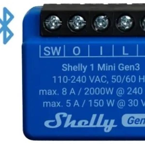 Mini Módulo Interruptor p/ Automação Wi - Fi 110/240VAC 8A - Shelly Plus 1 Mini