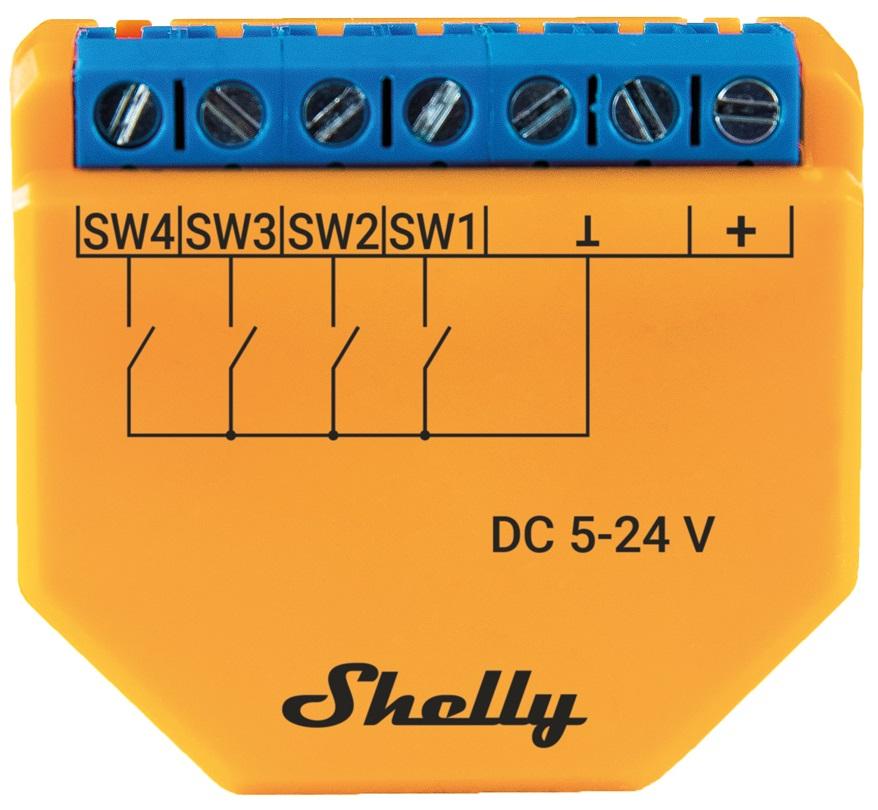 Módulo Interruptor de Ativação de Cenários p/ Automação Wi - Fi c/ 4 Entradas - Shelly Plus I4 DC