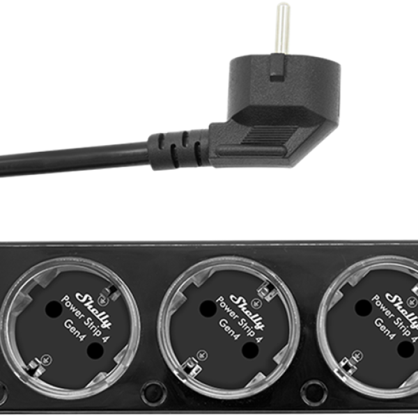 Extensão Quadrupla Inteligente Power Strip 4 Gen4 c/ Botões e Cabo de 1,5 mts (Preto) - SHELLY