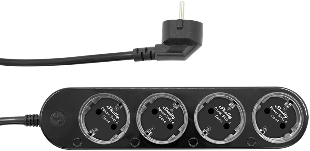 Extensão Quadrupla Inteligente Power Strip 4 Gen4 c/ Botões e Cabo de 1,5 mts (Preto) - SHELLY