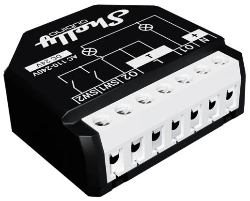Módulo Interruptor p/ Automação Z - Wave™ c/ Medição de Energia 2 Canais 10A - Shelly Qubino Wave 2PM