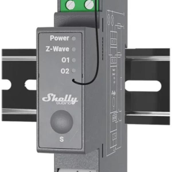 Módulo p/ Calha DIN c/ 2 Relés p/ Automação Z - Wave - Shelly Qubino Wave Pro 2