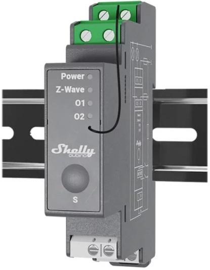 Módulo p/ Calha DIN c/ 2 Relés p/ Automação Z - Wave - Shelly Qubino Wave Pro 2