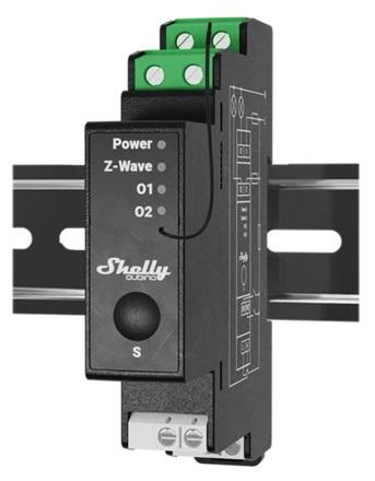 Módulo p/ Calha DIN c/ 2 Relés e Med. Energia p/ Autom. Z - Wave - Shelly Qubino Wave Pro 2PM