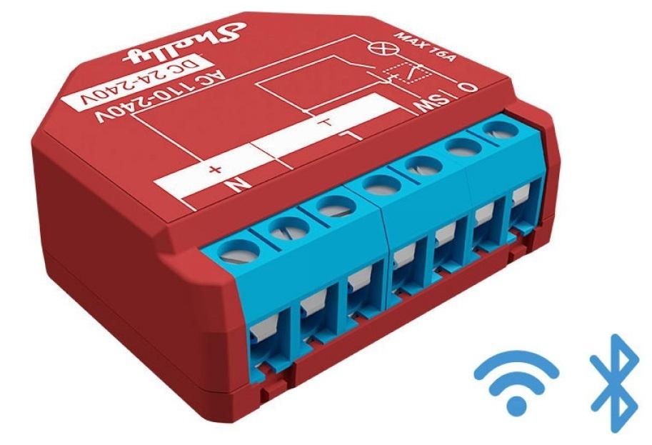 Módulo Interruptor p/ Autom. Wi - Fi/Bluetooth c/ Med. Cons. 110/240VAC 24 - 30VDC 16A - ShellyPlus 1PM