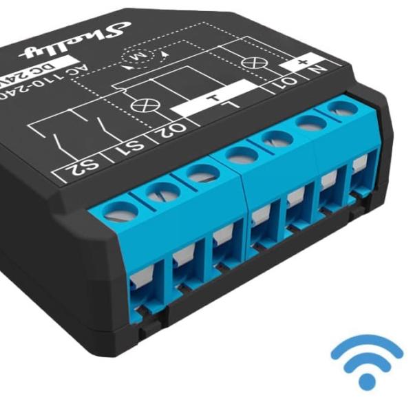 Módulo Interruptor c/ 2 Canais p/ Autom. Wi - Fi/BT c/ Med. Cons. e Contr. Estores - Shelly Plus 2PM