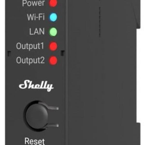 Módulo p/ Calha DIN c/ 2 Relés para Automação Wi - Fi/BT/LAN 110/240VAC 2x16A 2x 16A - Shelly PRO 2