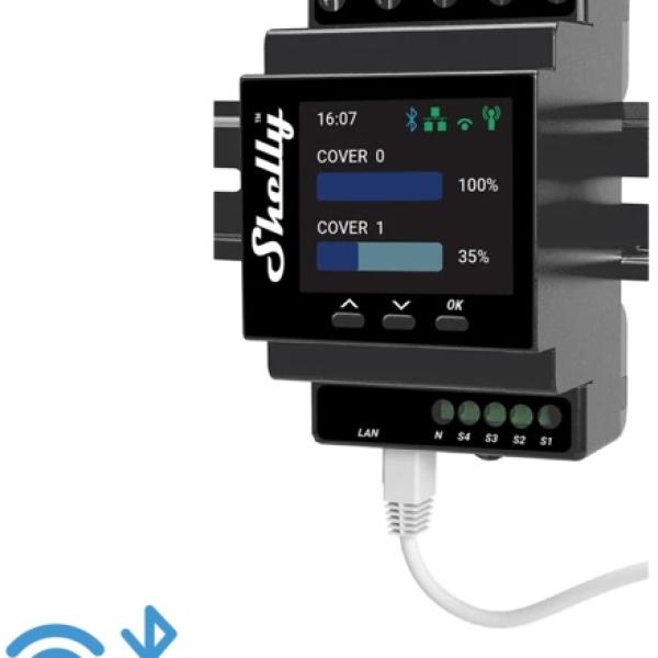 Módulo p/ Calha DIN c/ 4 Relés para Automação de Estores - Shelly Pro Dual Cover PM