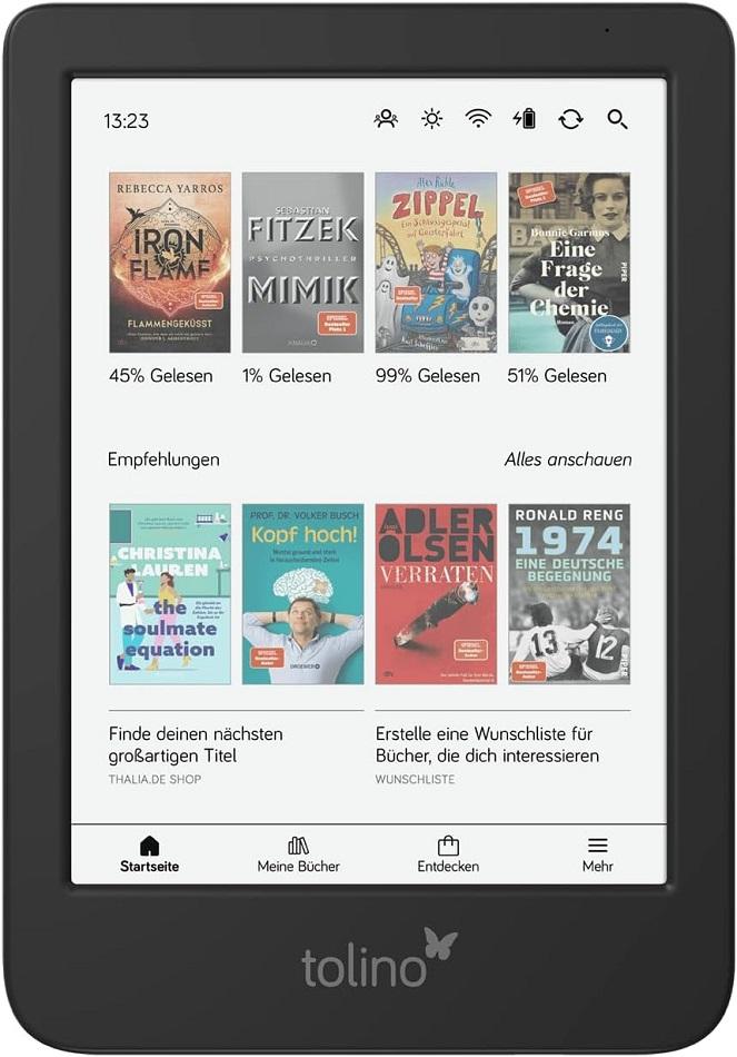 Leitor E - Book Shine Color 6 16GB Wi - Fi Ecrã Tátil (Preto) - TOLINO