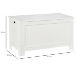 Baú de Armazenamento de Madeira Baú de Arrumação com Dobradiça de Segurança Carga Máxima 20 kg 81x40x46 cm Branco