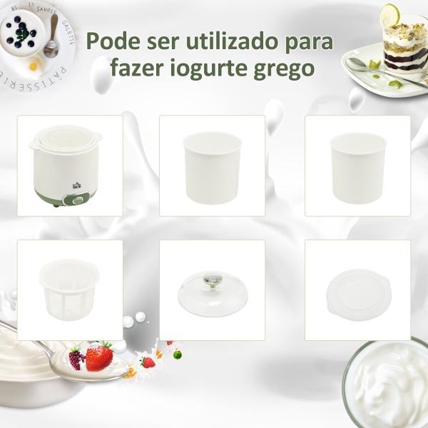 Iogurteira 20W 1,5L Máquina de Iogurte para Fazer Iogurte Grego e Aquecimento a Temperatura Constante PTC 19,5x17,5x21,4 cm Branco