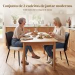 Conjunto de 2 Cadeiras de Cozinha com Encosto em PU Pernas de Aço e Assento Acolchoado 47,5x57x84 cm Preto e Bege