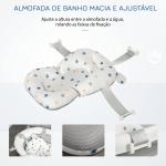 Banheira para Bebé Recém Nascido até 3 Anos Dobrável 30 Litros com Tampa Termossensível e Almofada Confortável Almofadas Antiderrapantes 81,5x50,5x23,5cm Cinza e Branco