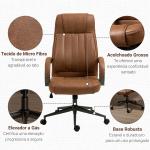 Cadeira de Escritório Ergonômica Giratória com Altura Ajustável Apoio para a Cabeça Apoio para o Braço e Encosto Acolchoado 61,5x52,5x118 - 126 cm Castanho