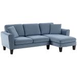 Sofá Chaise Longue Sofá de Canto Sofa Sala de Estar Reversível em Forma de L com 2 Almofadas 230x138x87 cm Cinza Azulado