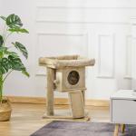 Árvore Arranhador para Gatos Pequenos Arranhador para Gatos com Poste de Juta Rampa Caverna e Bola Suspensa 40x40x57 cm Areia