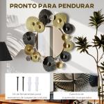 Espelho Decorativo de Parede Metálico para Sala Quarto Corredor 84x84 cm Dourado e Preto