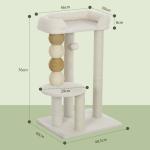 Arranhador para Gatos Arranhador para Gatos com Estofado em Borrego Plataformas Bola Suspensa e Poste de Juta 48,5x40x76 cm Bege