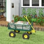 Carrinho de Jardim em Aço com Capacidade 200 kg e Laterais Removíveis 104x54x51 cm Verde e Amarelo