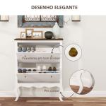 Móvel Sapateira Estilo Francês Sapateira com 2 Gavetas Prateleiras Ajustáveis para 16 Pares de Sapato 84x29x109 cm Branco