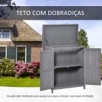 Armário de Jardim de Madeira 74x43x88 cm para Armazenamento de Ferramentas e Lenhas com Teto Asfaltico Cinza