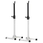 Suporte para Barra de Pesos Ajustável Estante de Aço para Levantamento de Pesos Carga Máx. 150kg Treinamento em Academia Casa 52x48x105 - 160cm Branco e Preto