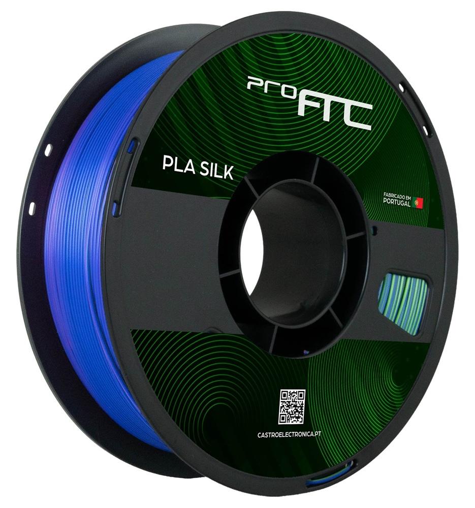 Filamento de Impressão 3D PLA SILK 1,75mm 1Kg (Vermelho Rosa, Verde & Azul Escuro) - ProFTC