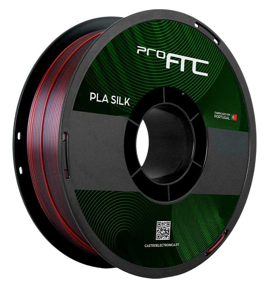 Filamento de Impressão 3D PLA SILK 1,75mm 1Kg (Preto, Vermelho & Roxo) - ProFTC