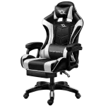 Cadeira Gaming 813 c/ Apoio Pés (Preto/Branco)