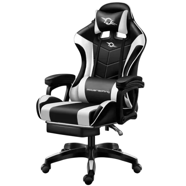 Cadeira Gaming 813 c/ Apoio Pés (Preto/Branco)