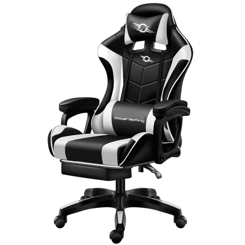 Cadeira Gaming 813 c/ Apoio Pés (Preto/Branco)