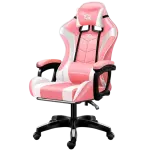 Cadeira Gaming 813 c/ Coluna Bluetooth (Rosa/Branco)