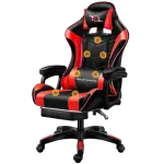 Cadeira Gaming 813 c/ Massagem 7 Pontos e Apoio p/ Pés (Preto/Vermelho)