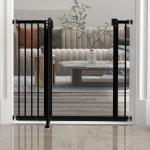 Barreira de Segurança para Cães com Largura Ajustável 74 - 94 cm e Extensão para Escadas e Portas Preto
