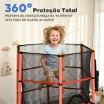 Trampolim para Crianças com Rede de Segurança e Estrutura de Aço para Interiores e Exteriores Carga 50 kg Ø163x190 cm Vermelho