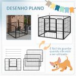 Parque para Cães com 4 Painéis Dobrável 82x82x60 cm com Porta e Fechadura para Exterior e Interior Cinza Escuro