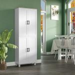 Armário de Cozinha com 4 Portas e Prateleiras Ajustáveis Anti - Tombo 60x30x170,5 cm Branco