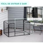 Parque para Animais de Estimação Retangular Gaiola para Cães 4 Paineis de Metal com Porta e Dupla Fechadura Cerca de Treinamento 129x84x70cm Preto
