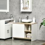 Móvel para Lavatório Pousar Móvel Casa de Banho Moderno com Prateleiras Abertas e Armário 77x45x60 cm Branco e
