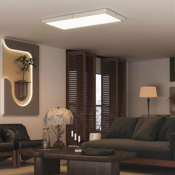Conjunto de 4 Candeeiros de Teto Cor Regulável com Interruptor DIP e de Parede 3000K/4000K/6000K 60x30x3,7 cm Branco