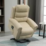 Poltrona Reclinável Elétrica Levanta Pessoas com Massagem Vibratória e Aquecimento 98x96x105 cm Creme